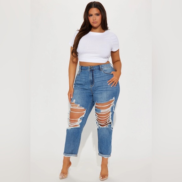 Fashion nova blue ripped jeans - size 3 - Picture 6 of 9